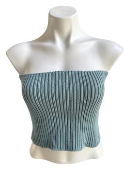 Wynne Layers Ribbed Tube Top Green Medium NWOT